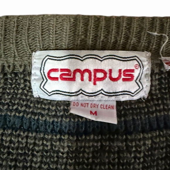 Vintage Campus Cardigan Sweater Green Black Men's Size M - Picture 3 of 7